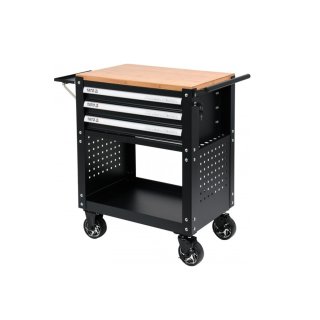 Carro de Herramientas 3 Bandejas con Tabla de Madera sin Herramientas Yato YT-55281