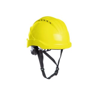 Casco trab.altura Amarillo fluo Barb.4ptos "CLIMAX" CURRO