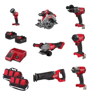 Combo 7 Herramientas M18 FUEL con 2 Baterías 5,0 Ah y Cargador Milwaukee 3697-27