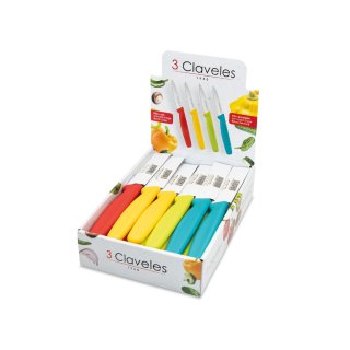 Cuchillo Verduras Colores 3'' Display 24Unid. 3 Claveles 1443