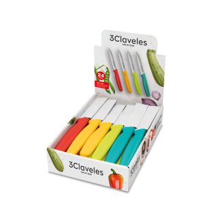 Cuchillo Verduras Colores 4" Display 24Unid. 3 Claveles 1448