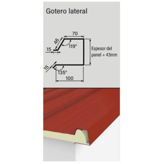 Gotero Lateral para Panel Isoroof ARMCO 3m