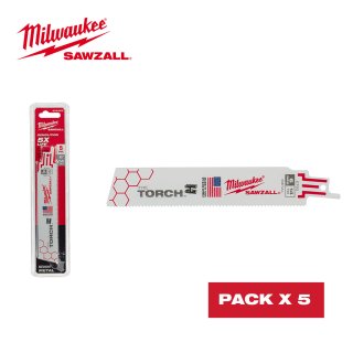 Hojas para Sierra Sable 150 mm para Metal Double Duty x 5 Milwaukee 48-00-5782