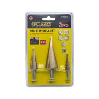 Juego 3 Mechas Escalonadas para Metal 4 a 12, 4 a 20 y 4 a 32 mm Crownman 0803913-0103913