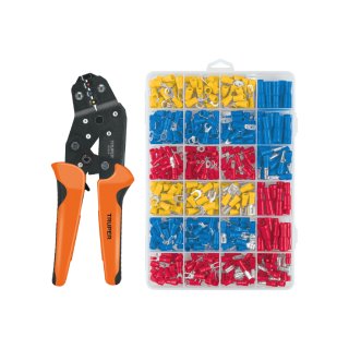 Kit crimpeadora +500 terminales c/aislamiento"TRUPER"PCT-8K