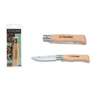 Navaja 9 cm con Bloqueo de Hoja Mango de Haya 3 Claveles 1788