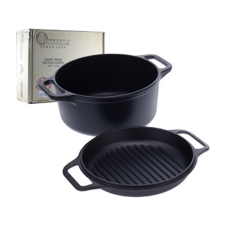 Olla con tapa doble uso hierro curado 6 L/26 cm con asas Victoria 32326