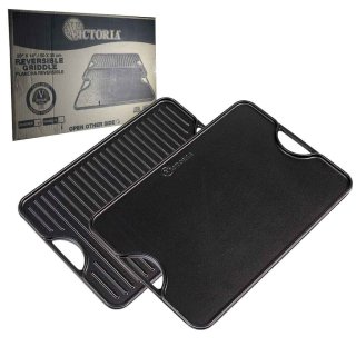 Plancha de hierro esmaltado rectangular reversible 50 × 35 cm con asas Victoria 34184/32685