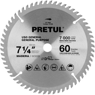 Sierra Circular Widea Para Madera 7 1/4'' 60d Pretul ST-760P