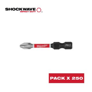 Puntas Phillips PH2 Largas 2" Caja x 250 Shockwave Milwaukee 48-32-4262