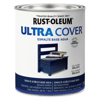 Esmalte Al Agua Azul Marino Brillante Ultra Cover Rust Oleum 946ml