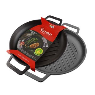 Sartén grill hierro curado 25 cm con asas Victoria 33996