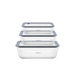 Set 3Pz. Tuppers Rectangulares con Tapa Silicona Tramontina 64220/770