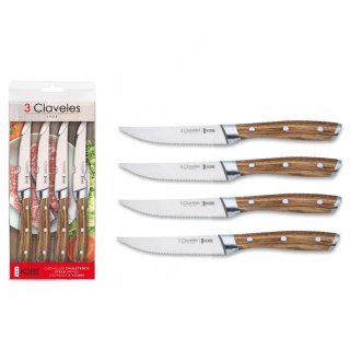 Set 4 Cuchillos Chuleteros Kobe 4,5" 3 Claveles 1046