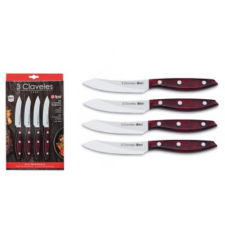 Set 4 Cuchillos Chuleteros Koi Rojo 3 Claveles 1049