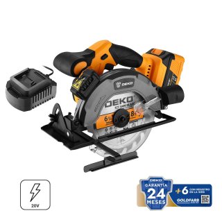 Sierra Circular 6 1/2" 20V con Batería 3 Ah y Cargador Deko DKCS20Q1Y-S3