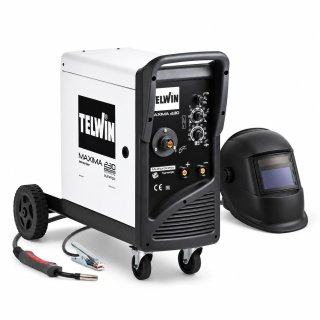 Soldadora Inverter MIG MMA TIG 220 A Sinérgica Telwin Maxima 230 Synergic con Careta Fotosensible