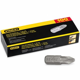 Puntas Atornillador Phillips PH2 25mm Stanley Estuche x 100