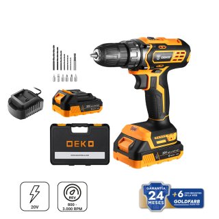 Taladro Atornillador 10 mm 40 Nm 20V con 2 Baterías 1,5 Ah y Cargador Deko DKCD20XL01-10S3