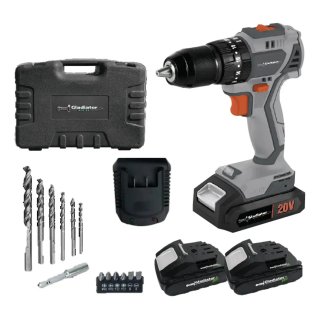 Taladro Percutor a Batería 20 V 13 mm Brushless con Batería 1,5 Ah y Cargador en Kit Gladiator TPG813/20K2