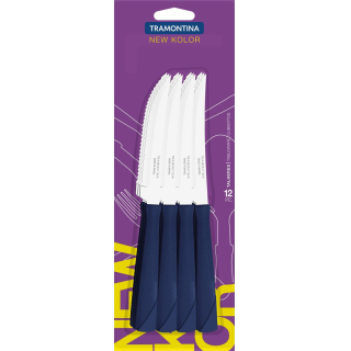 Juego 12 Cuchillos De Asado Tramontina New Kolor Azul 23160/914