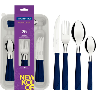 Juego 25 Cubiertos Tramontina New Kolor Azul 23198/175