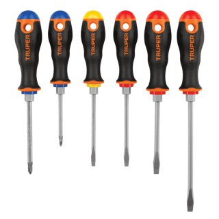 Juego 6 Destornilladores Mango Comfortgrip Truper DTJ-6B 