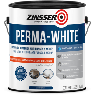 Pintura Látex Interior Blanco Semi Brillo PERMA WHITE Zinsser 3,785lt